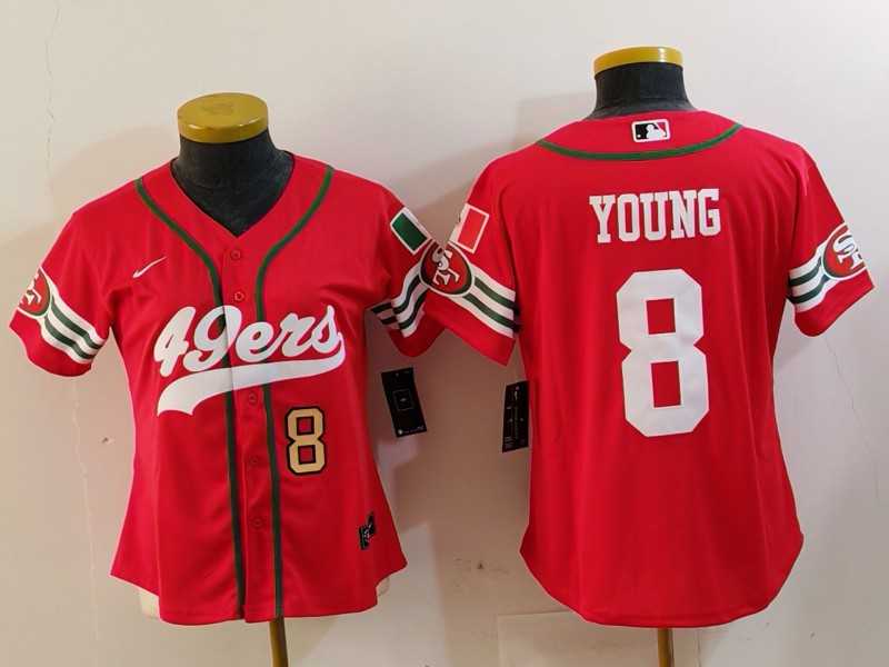 Womens San Francisco 49ers #8 Steve Young Red Mexico Cool Base Stitched Baseball Jerseys->women nfl jersey->Women Jersey